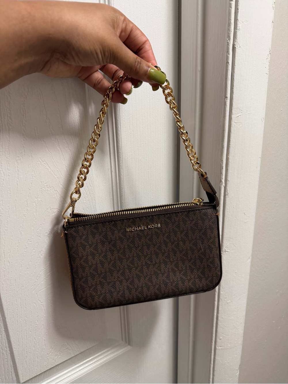 Michael Kors Brown Logo Mini Chain Handle Bag
